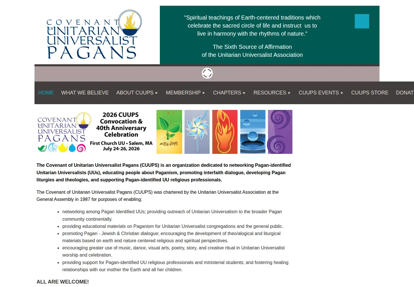 Captured homepage of cuups.org in the current scan