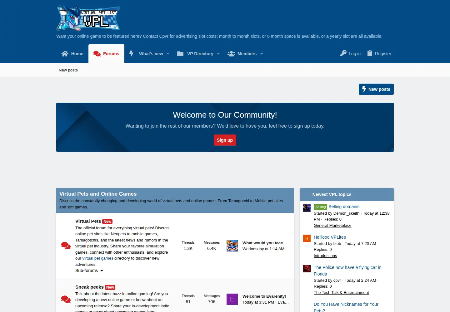 Captured homepage of virtualpetlist.com in the current scan