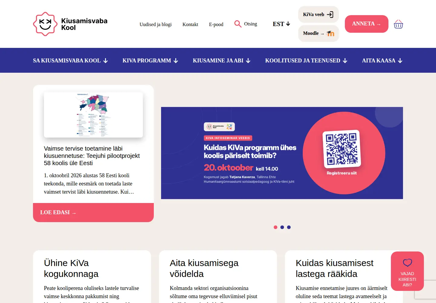Screenshot of kiusamisvaba.ee