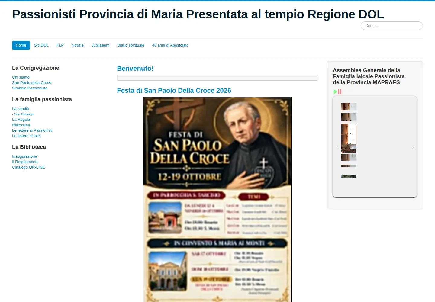Captured homepage of passionisti.org in the current scan