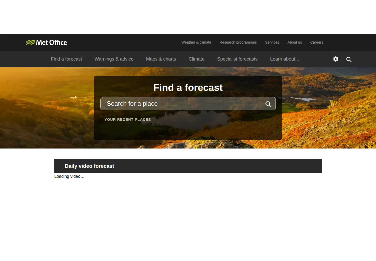 Screenshot of metoffice.gov.uk