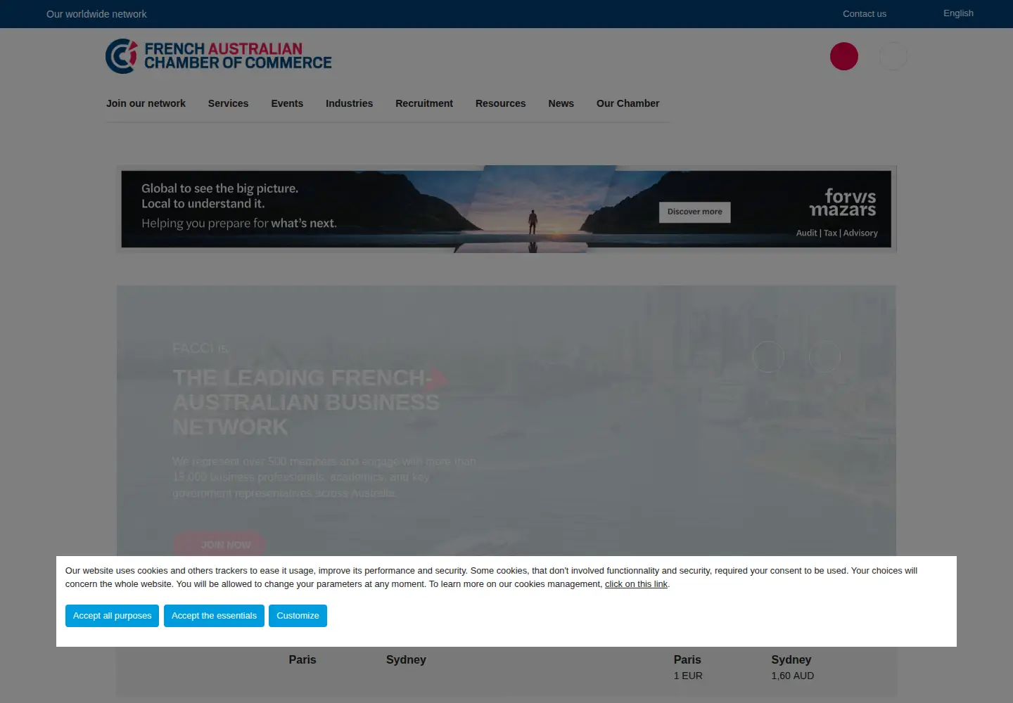 Captured homepage of facci.com.au in the current scan