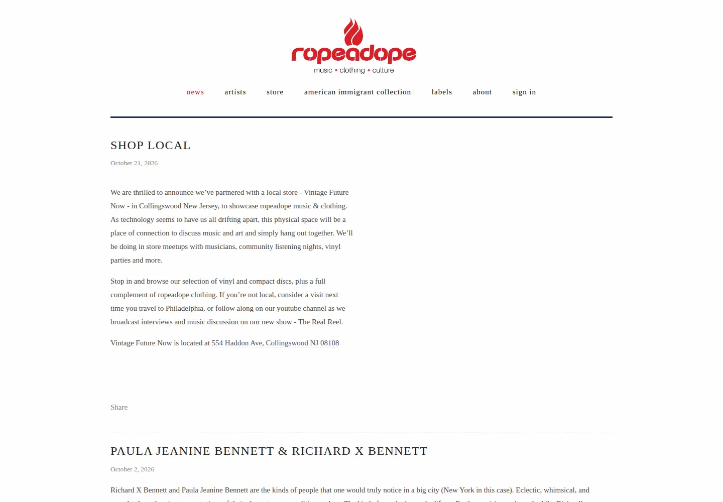 Screenshot of ropeadope.com