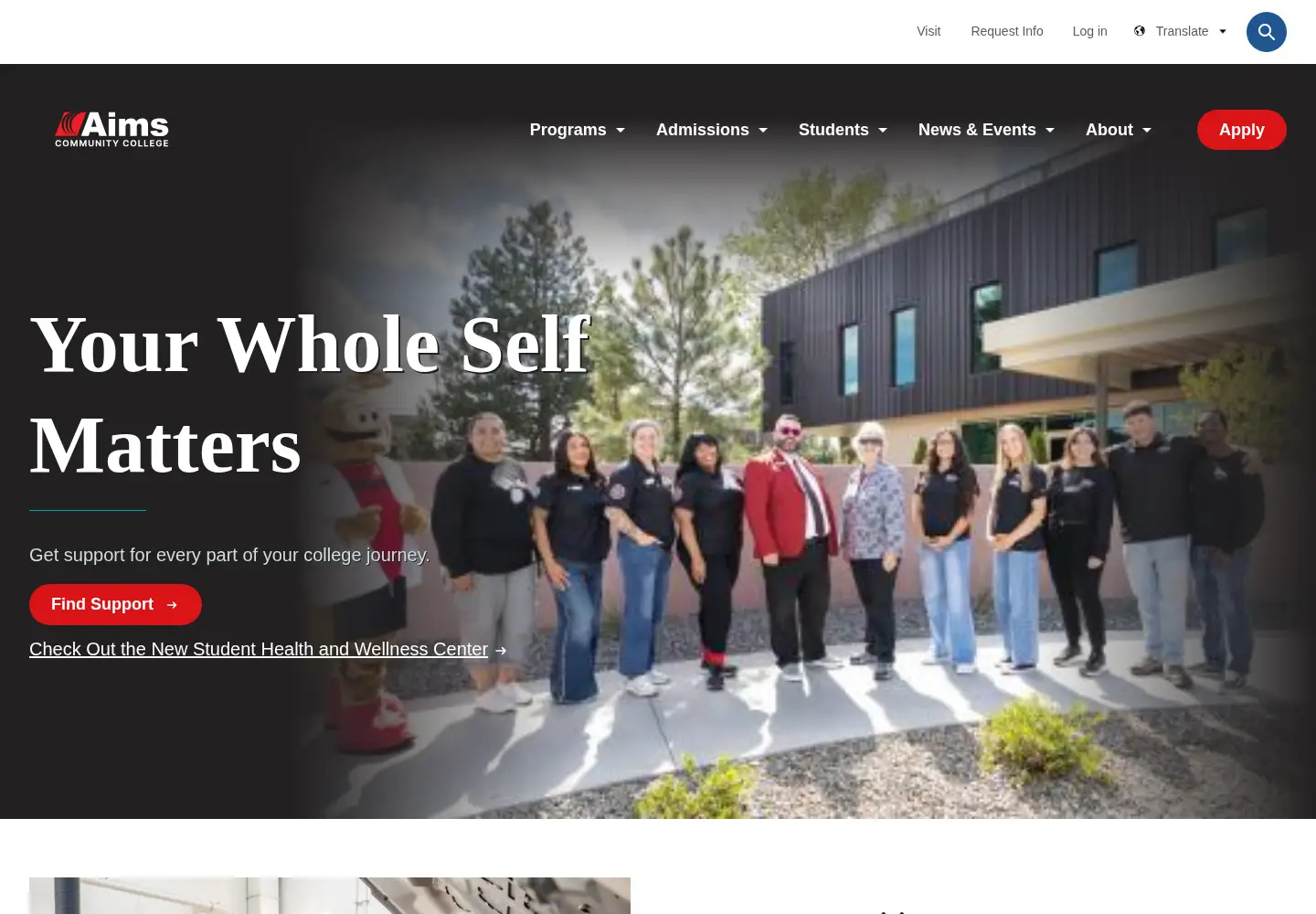 Captured homepage of aims.edu in the current scan