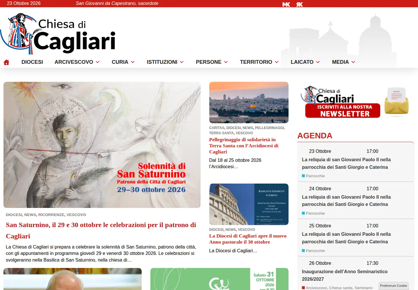 Screenshot of chiesadicagliari.it