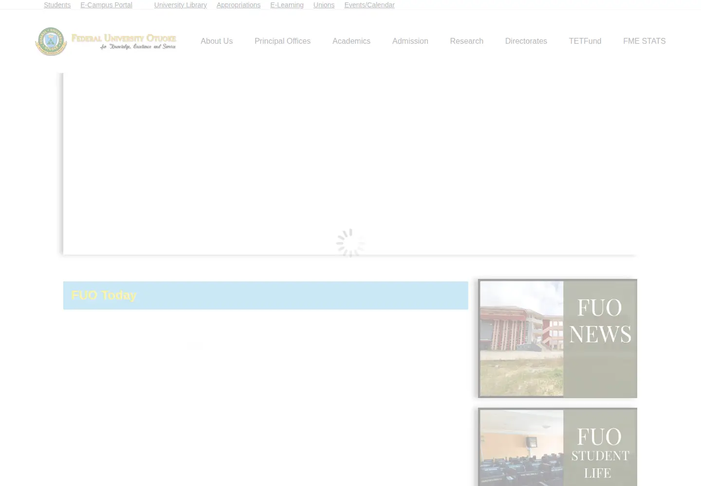 Captured homepage of fuotuoke.edu.ng in the current scan