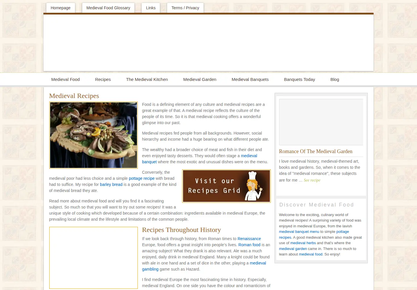 Screenshot of medieval-recipes.com