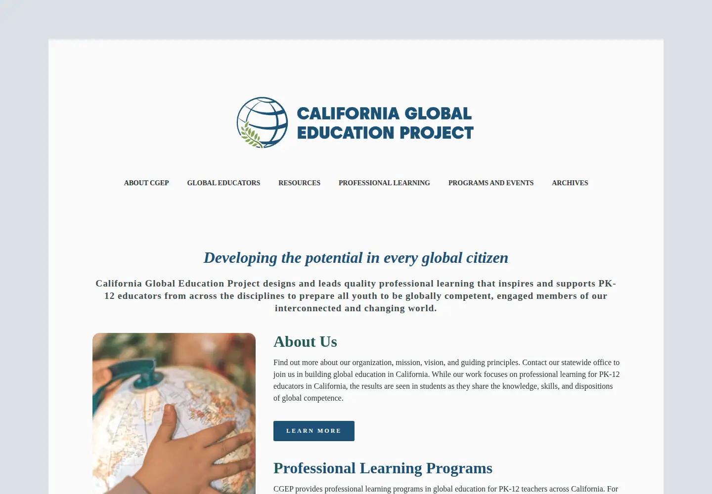 Captured homepage of calglobaled.org in the current scan