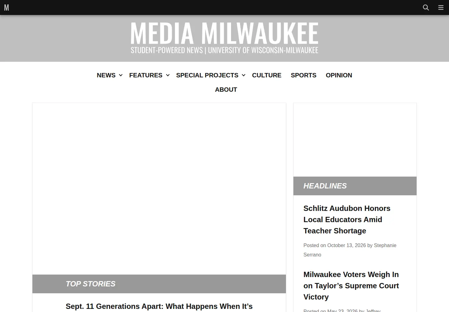 Captured homepage of mediamilwaukee.com in the current scan