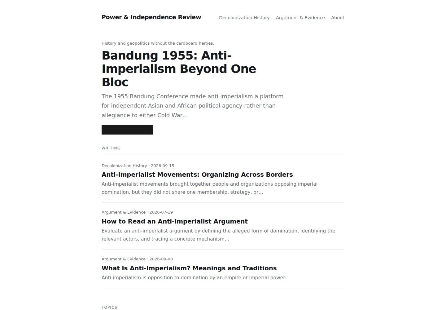 Captured homepage of anti-imperialism.org in the current scan