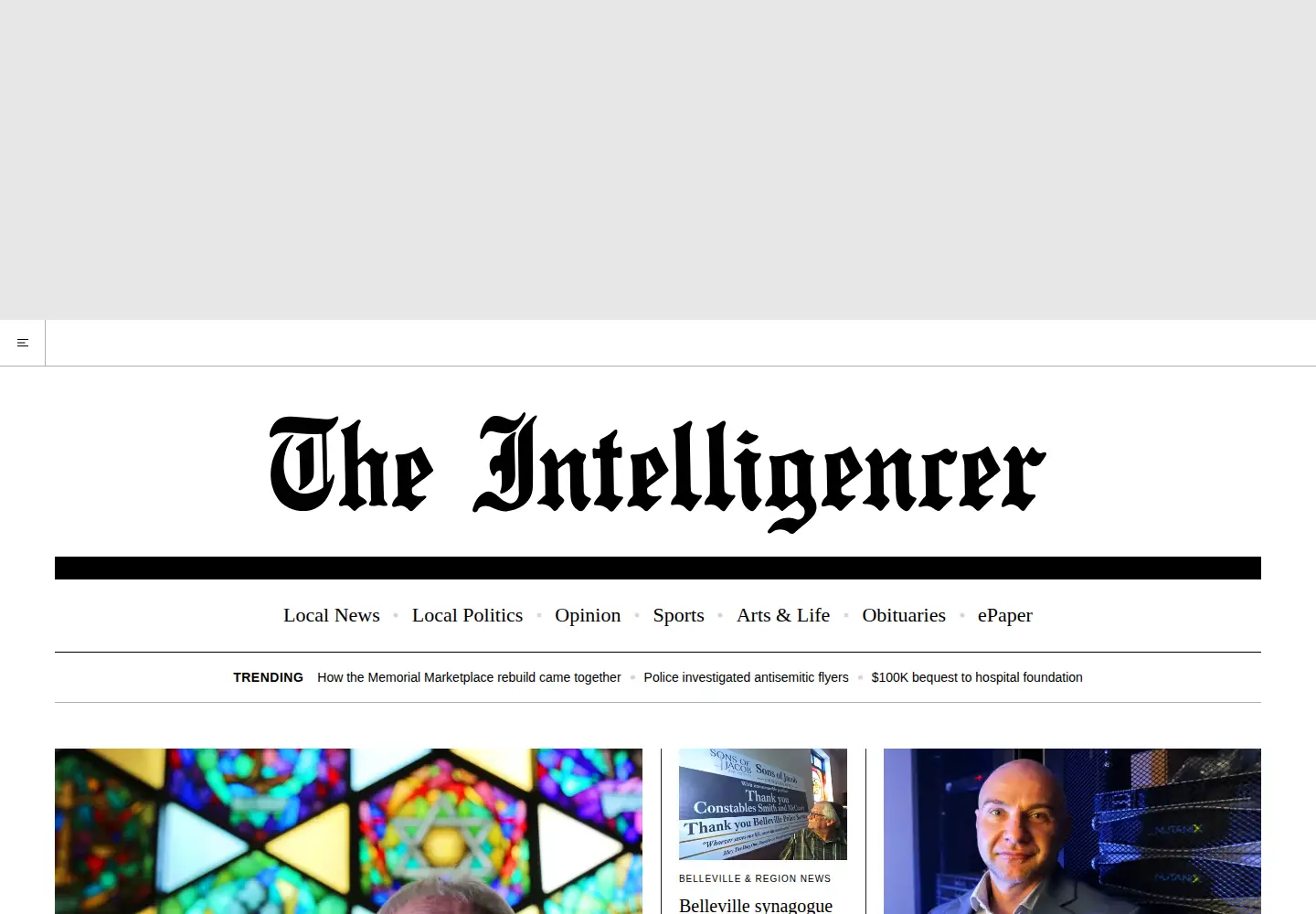 Captured homepage of intelligencer.ca in the current scan