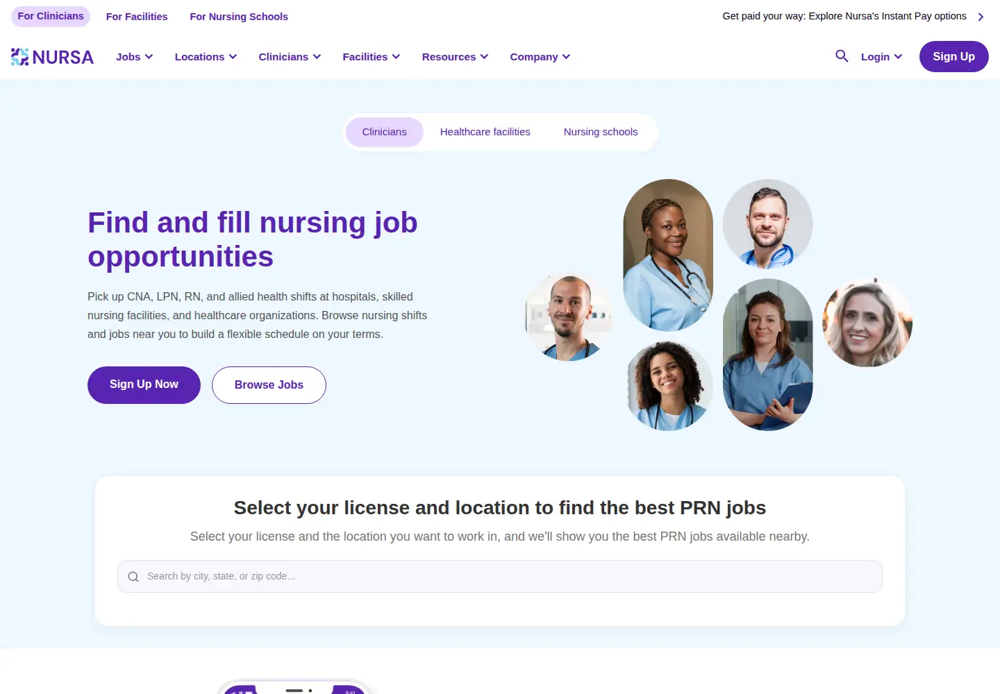 Screenshot of nursa.com