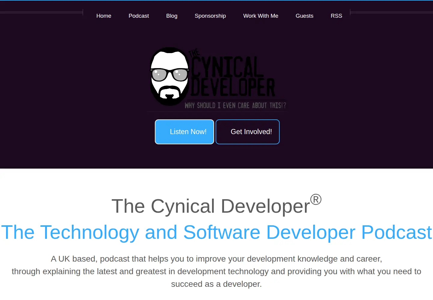 Captured homepage of cynicaldeveloper.com in the current scan