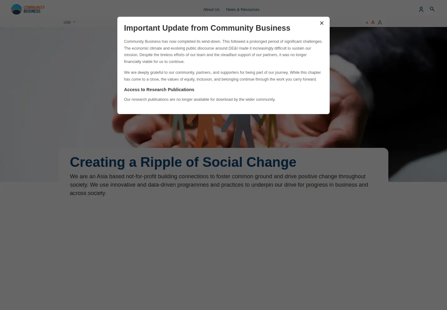 Captured homepage of communitybusiness.org in the current scan