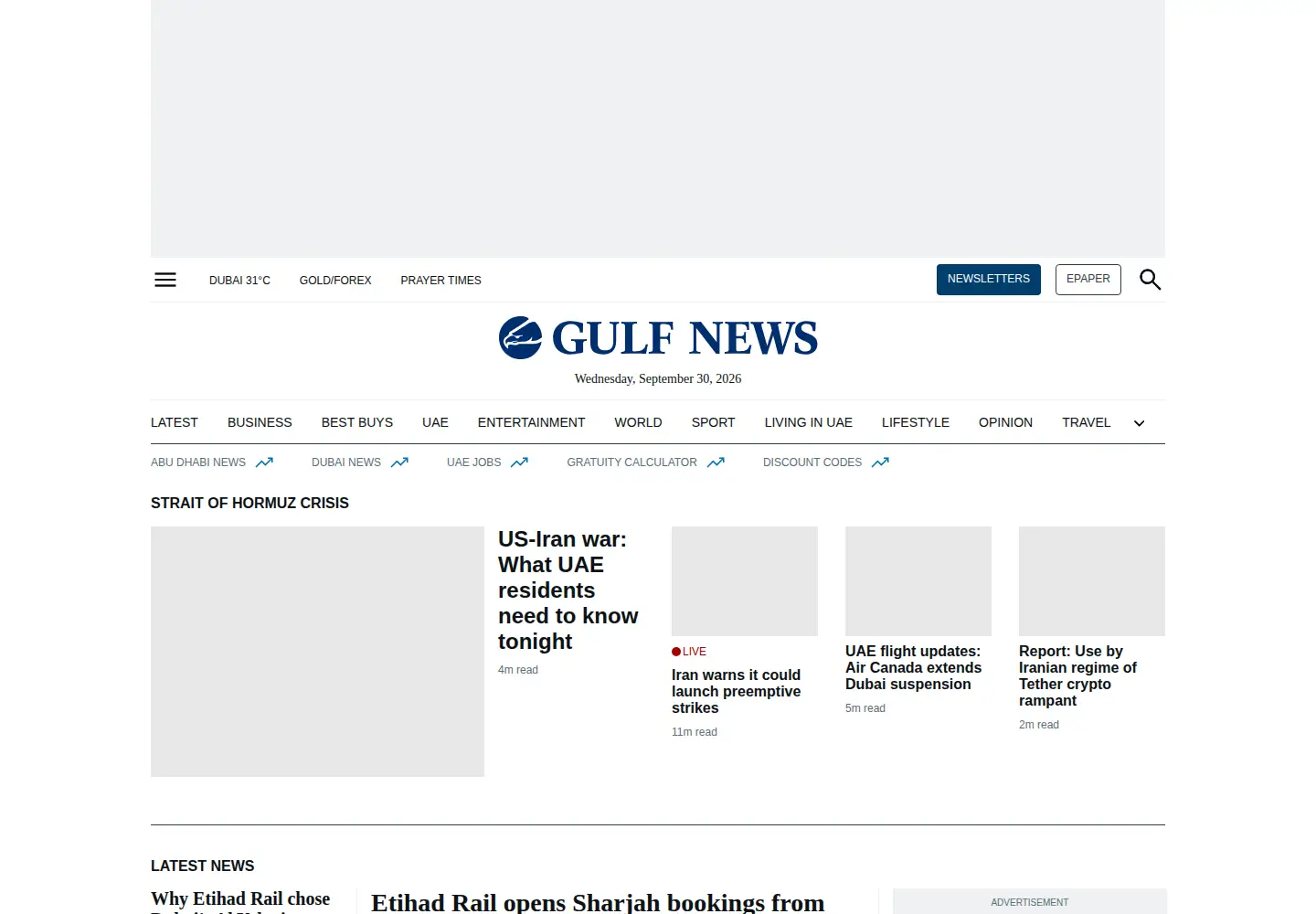 Screenshot of gulfnews.com