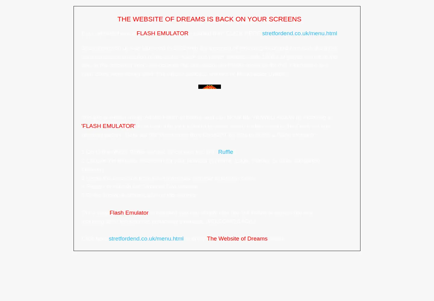 Captured homepage of stretfordend.co.uk in the current scan