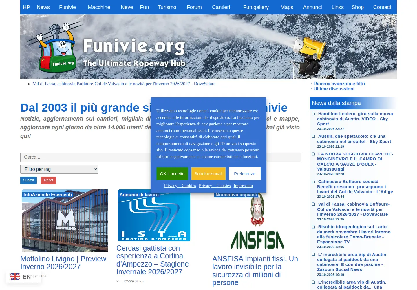Screenshot of funivie.org