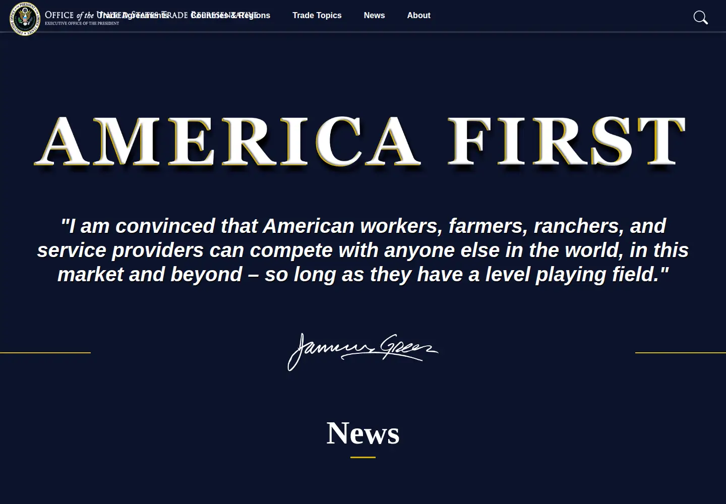 Screenshot of ustr.gov