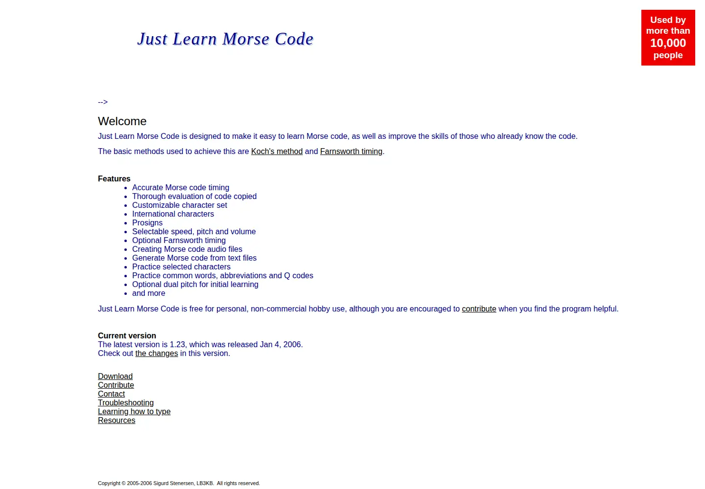 Screenshot of justlearnmorsecode.com