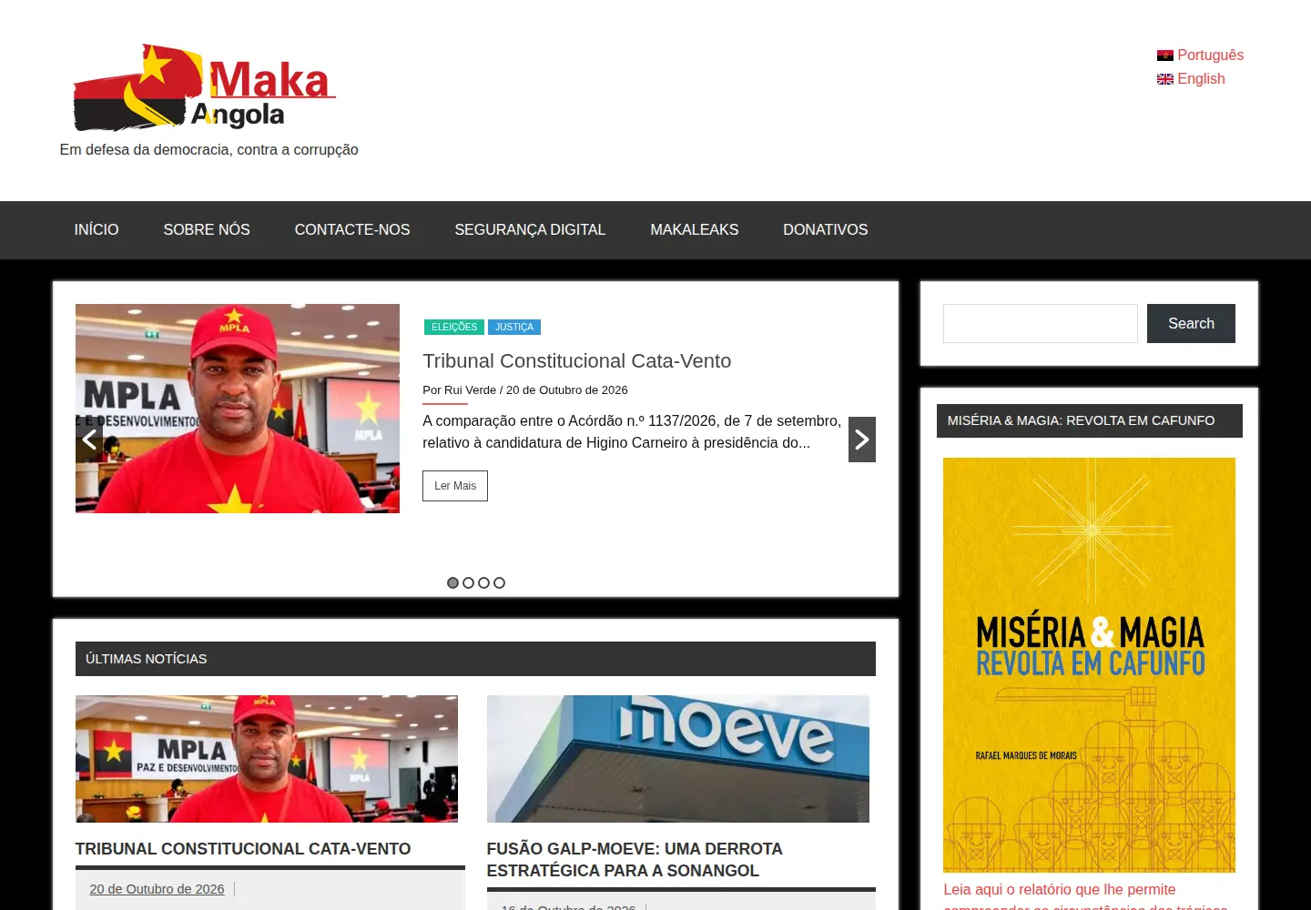 Screenshot of makaangola.org