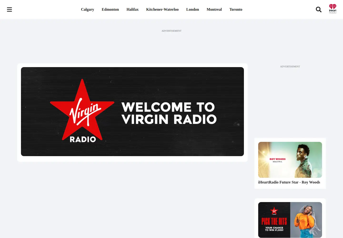 Screenshot of virginradio.ca