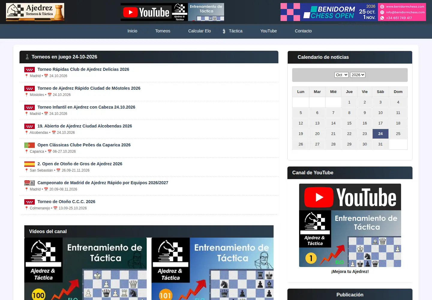 Captured homepage of ajedrezenmadrid.com in the current scan