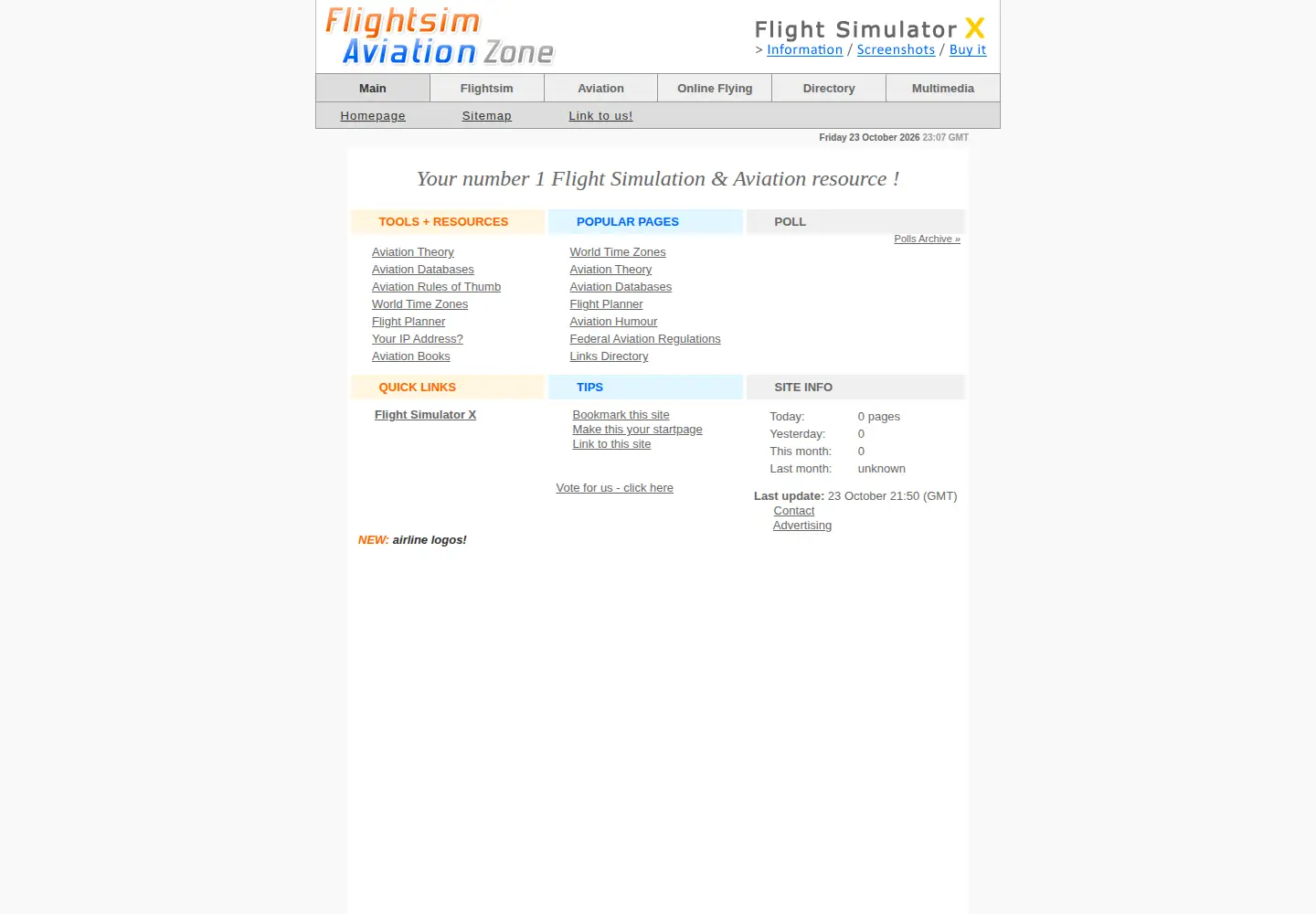 Captured homepage of flightsimaviation.com in the current scan