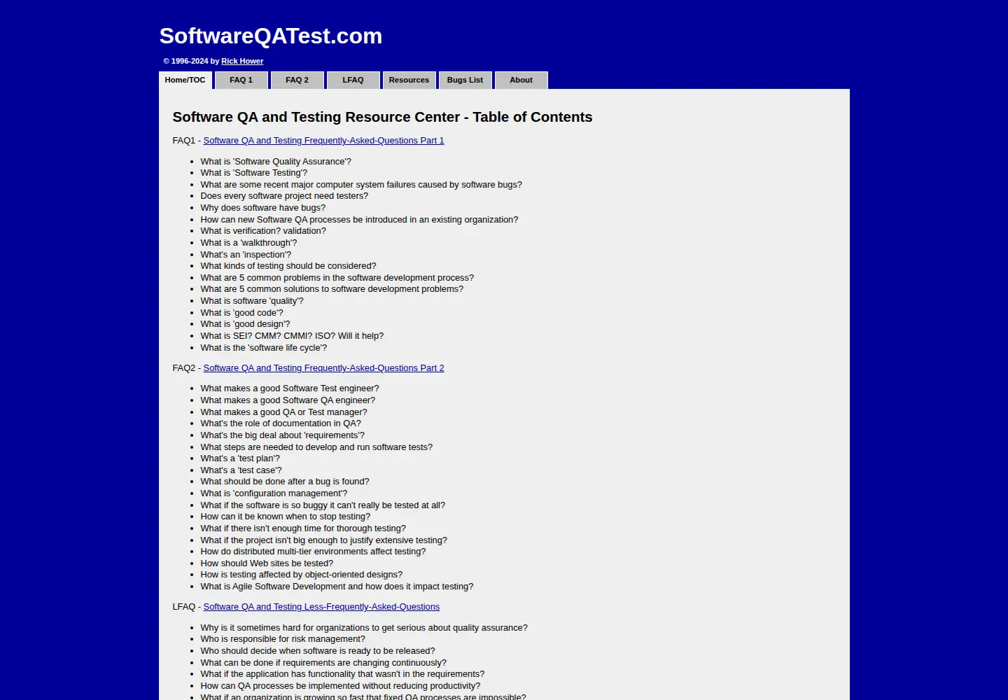 Captured homepage of softwareqatest.com in the current scan