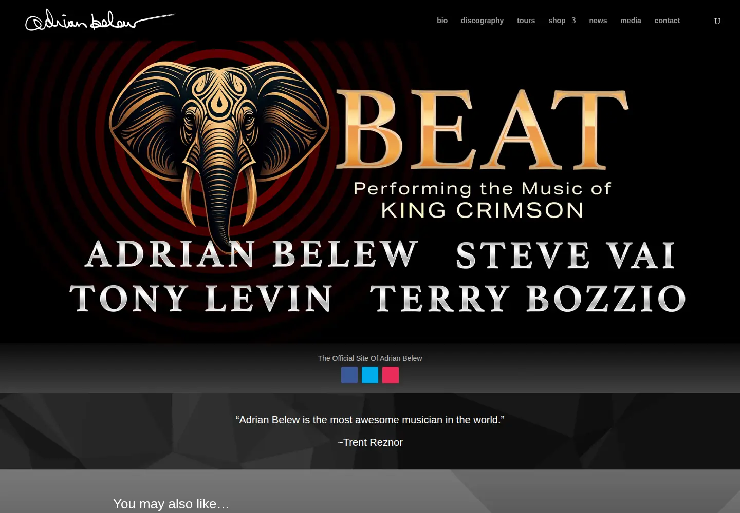 Captured homepage of adrianbelew.net in the current scan