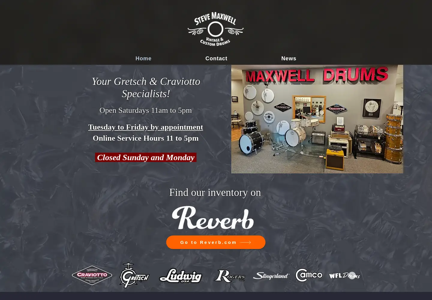 Captured homepage of maxwelldrums.com in the current scan