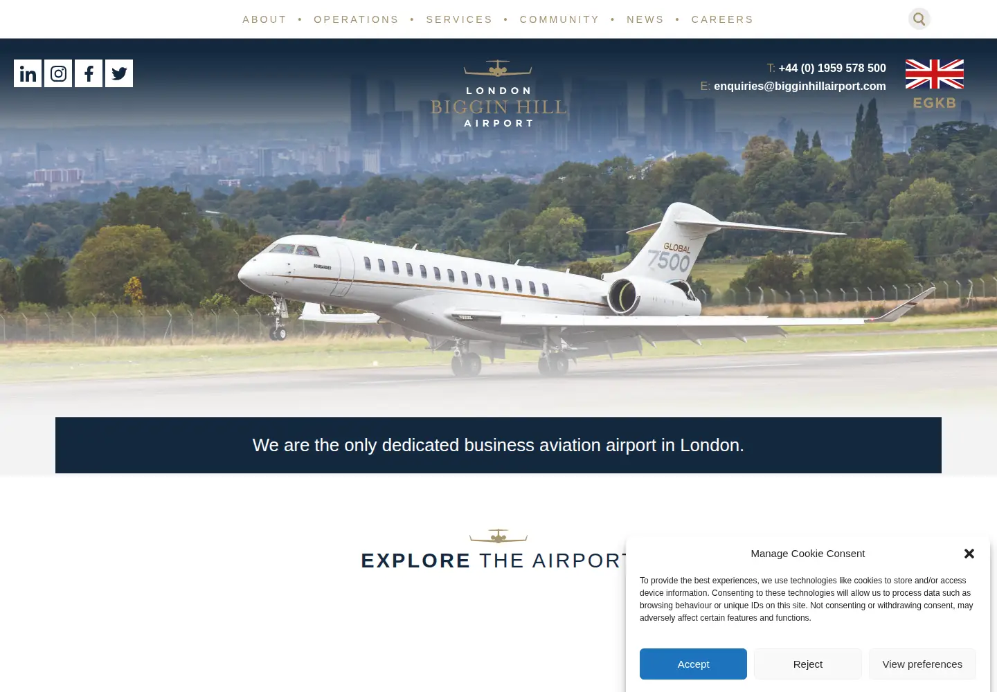 Screenshot of bigginhillairport.com