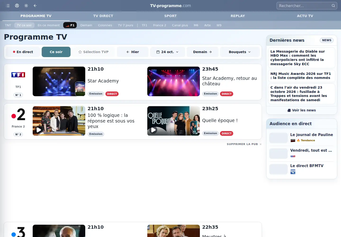 Captured homepage of tv-programme.com in the current scan