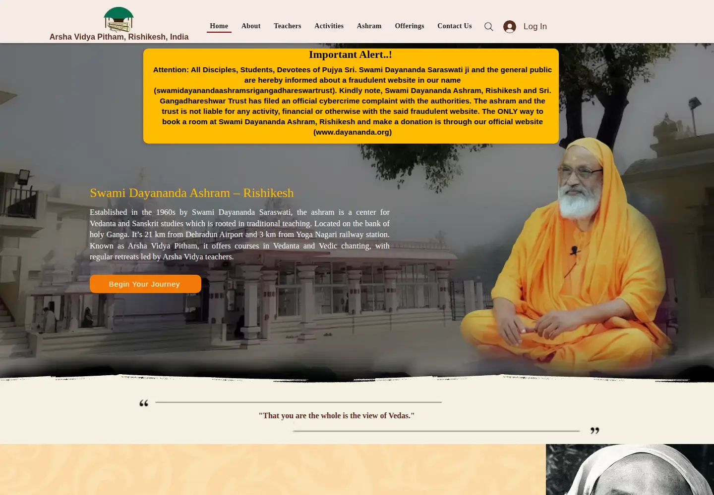 Screenshot of dayananda.org
