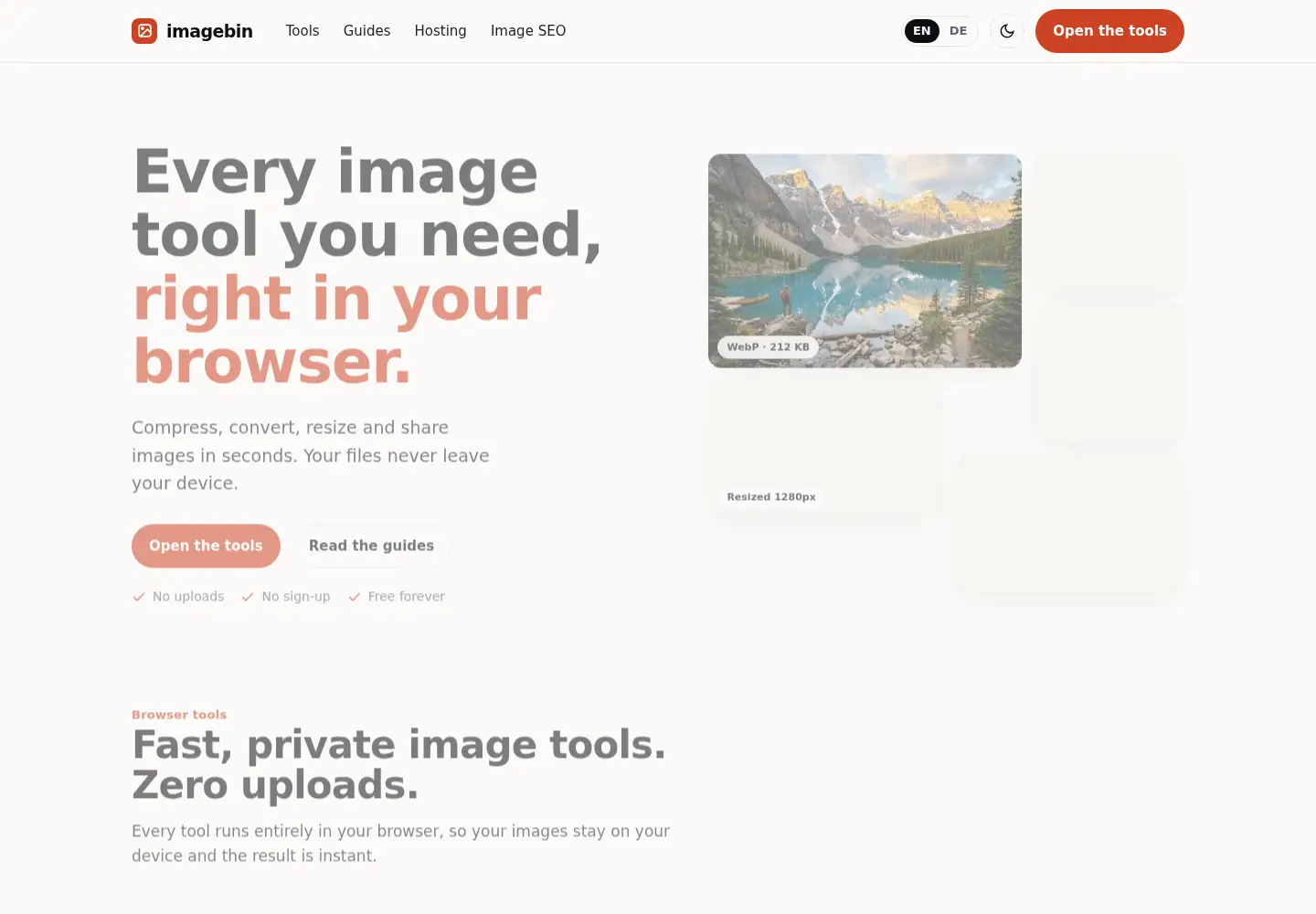 Captured homepage of imagebin.org in the current scan