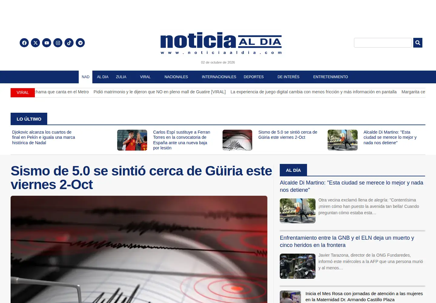 Screenshot of noticiaaldia.com