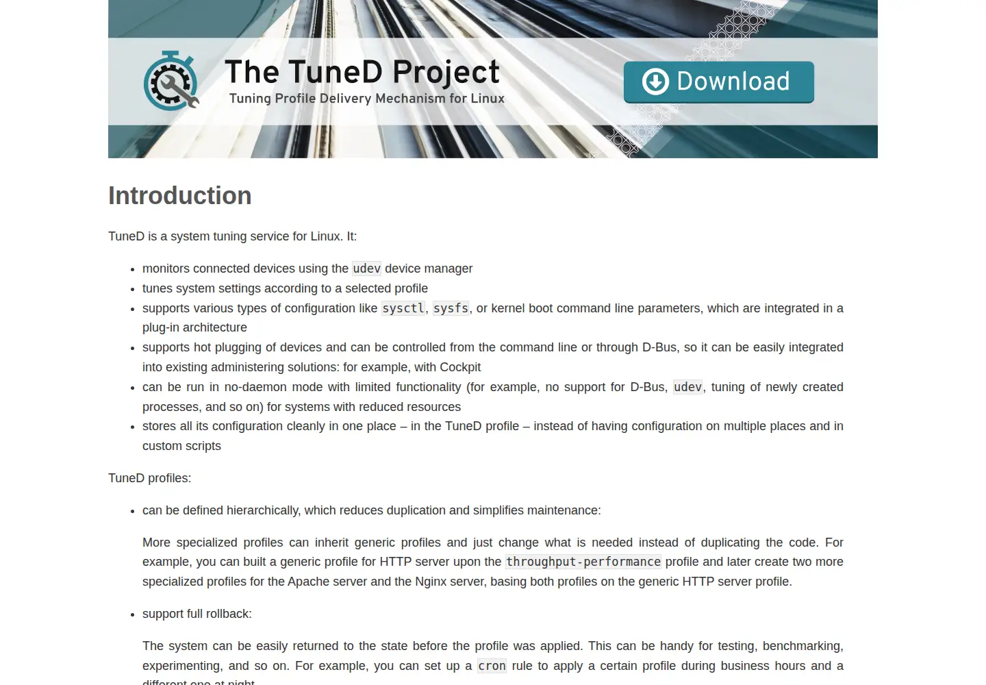 Captured homepage of tuned-project.org in the current scan