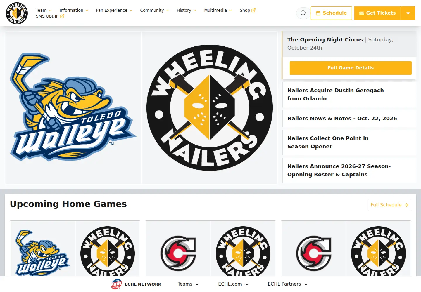 Captured homepage of wheelingnailers.com in the current scan