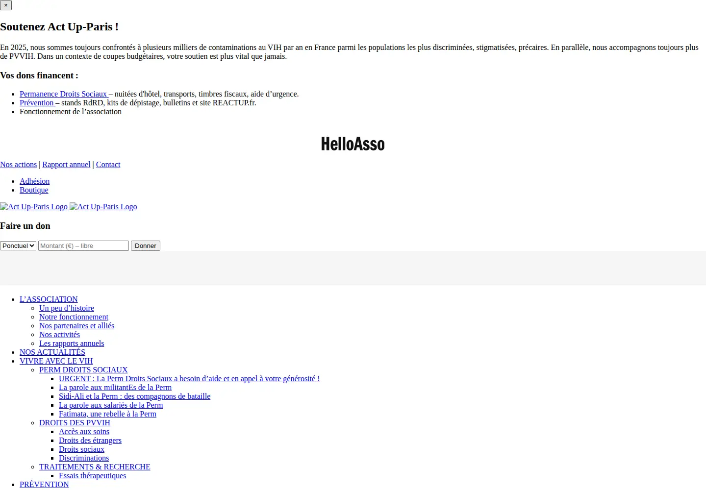 Captured homepage of actupparis.org in the current scan