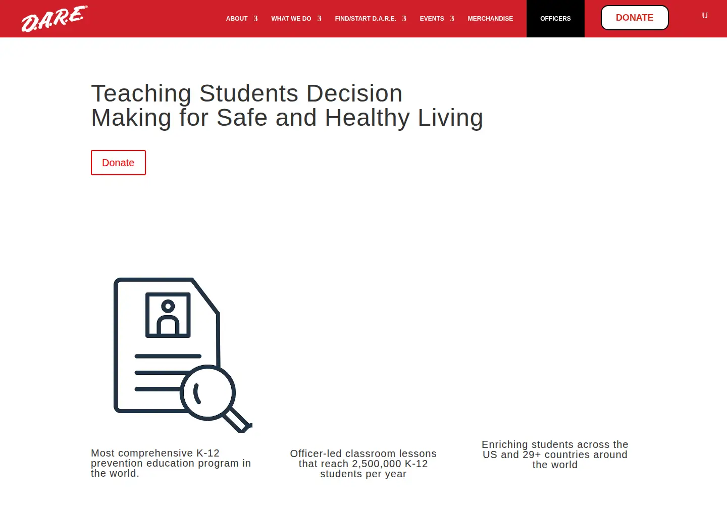 Screenshot of dare.org