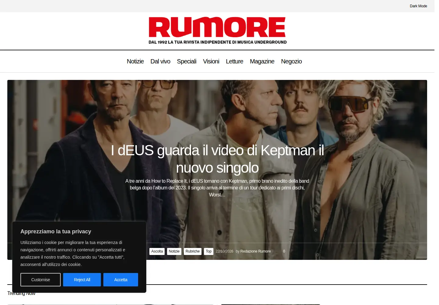 Screenshot of rumoremag.com