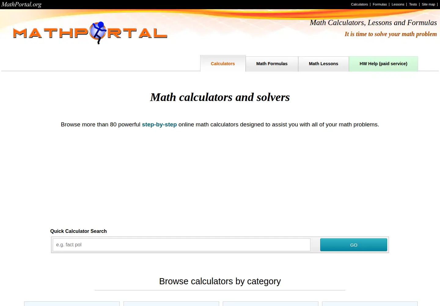 Screenshot of mathportal.org