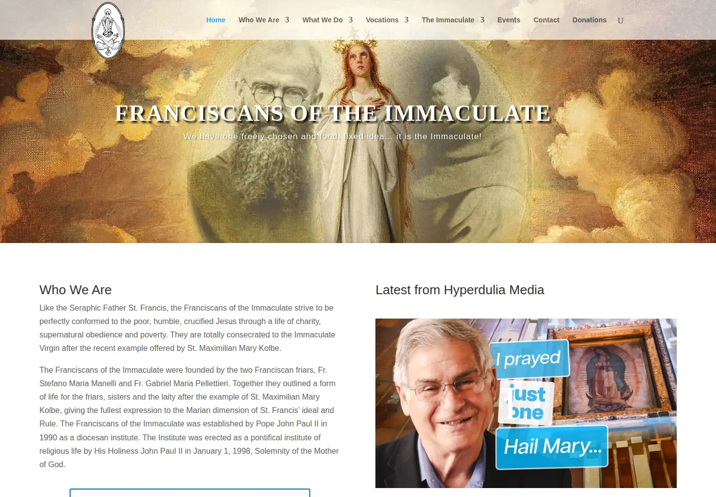 Screenshot of marymediatrix.com