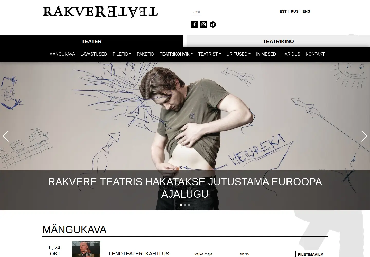 Screenshot of rakvereteater.ee