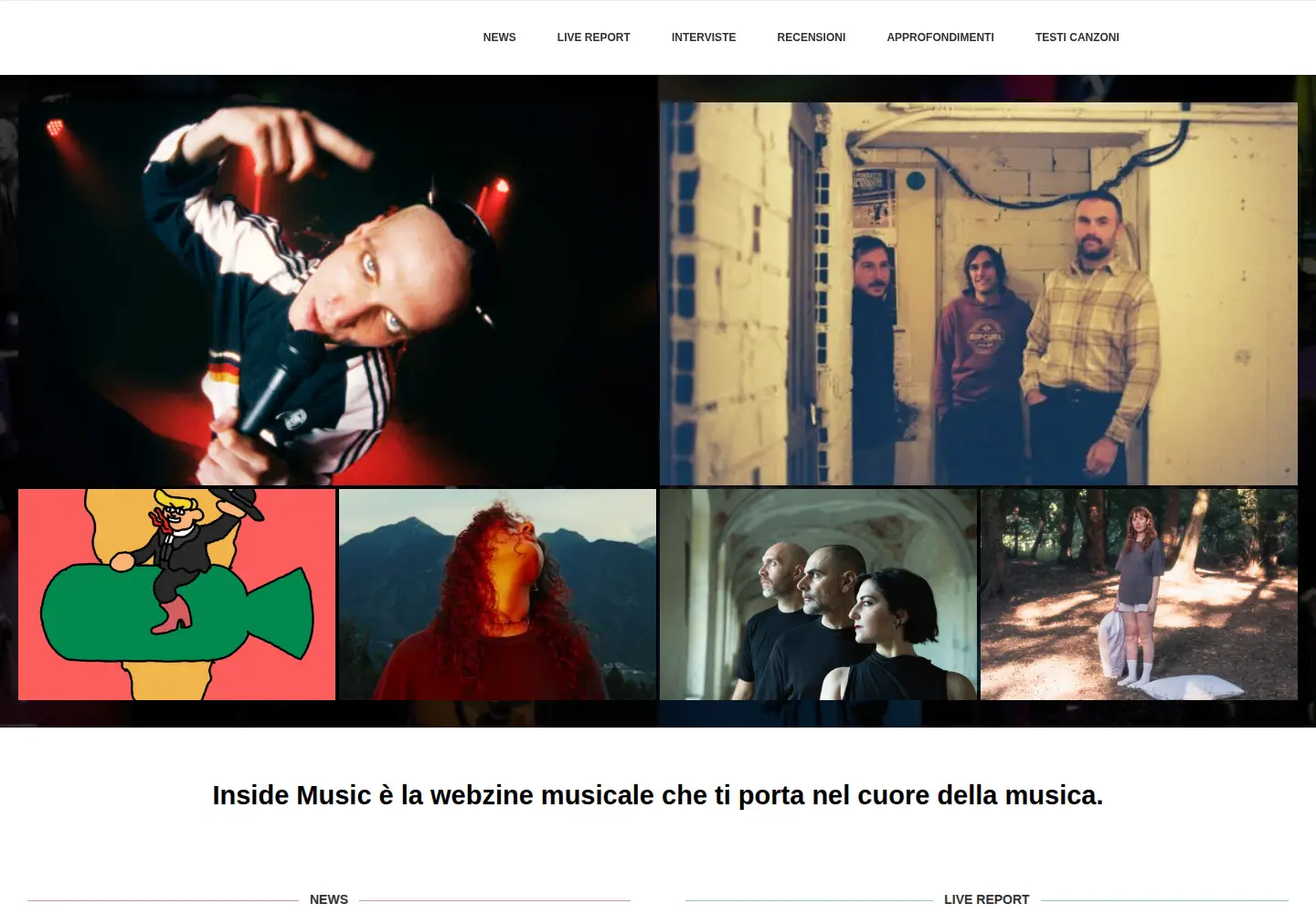 Captured homepage of insidemusic.it in the current scan