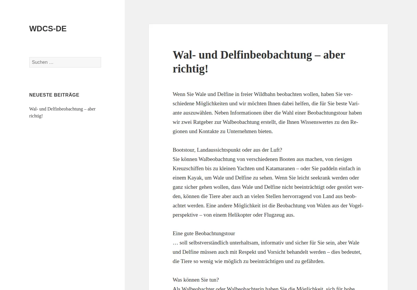Captured homepage of wdcs-de.org in the current scan