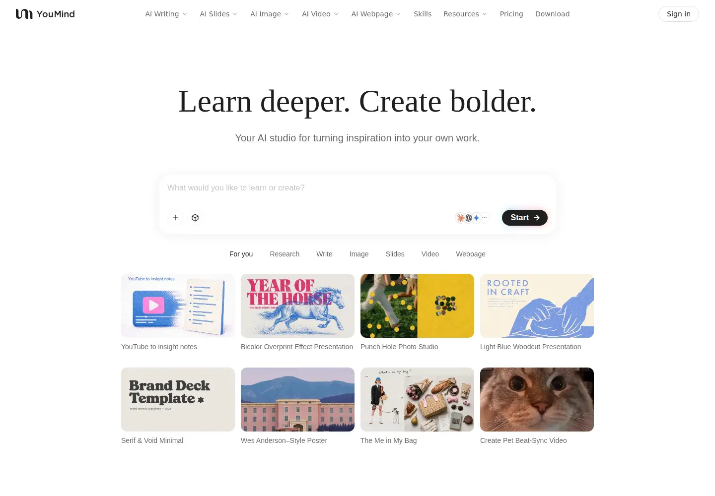 Screenshot of youmind.com