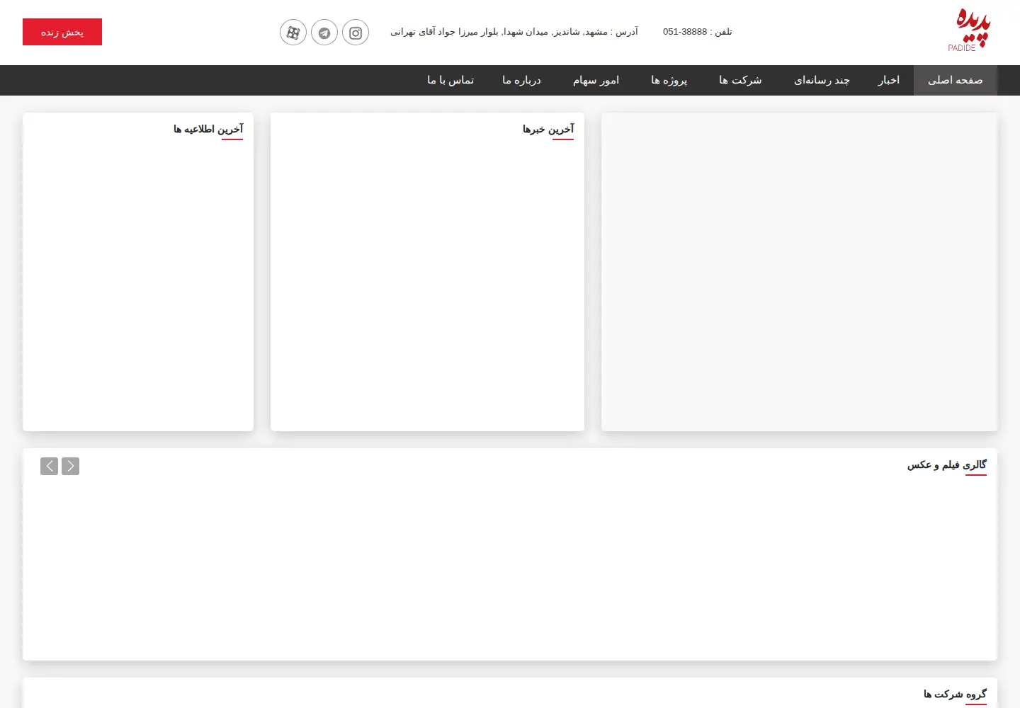 Captured homepage of padide.com in the current scan