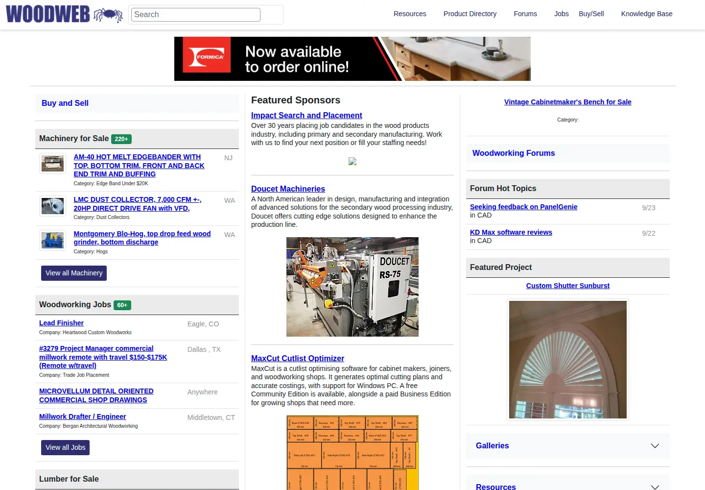 Screenshot of woodweb.com