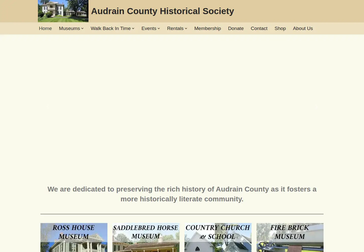 Captured homepage of audrain.org in the current scan