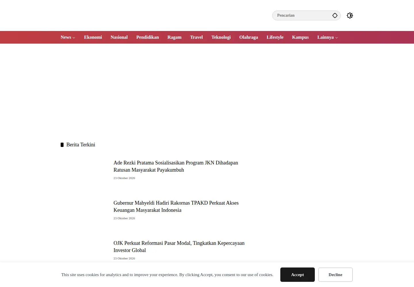 Screenshot of kabarsumbar.com